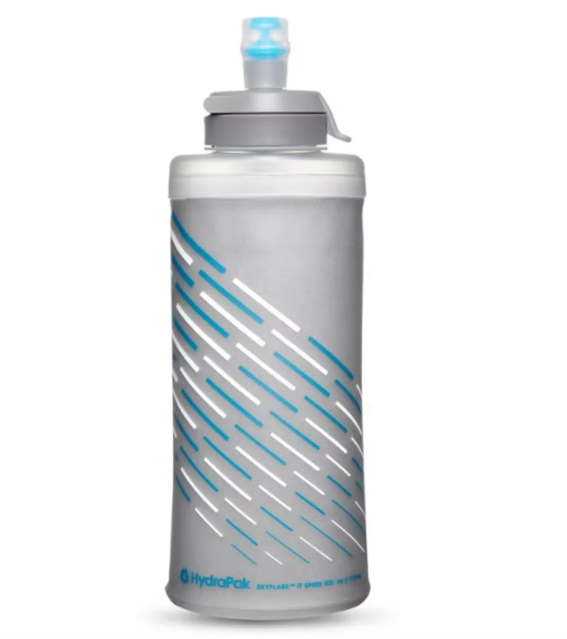 HydraPak SkyFlask IT Speed 500mL soft flask with insulated grip sleeve and bite valve, designed for runners and compact hydration on the go.